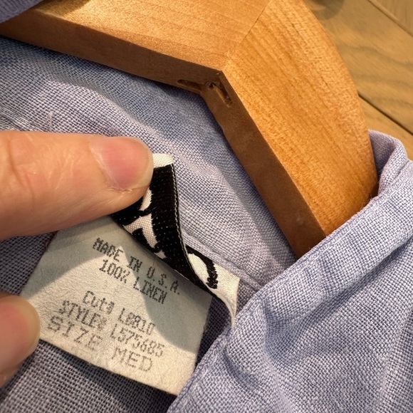 Vintage 90's Clio Linen Boxy Cropped Button Down Top / Medium / Lavendar - Picture 5 of 11
